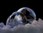 USA, Indiana, Carmel. Close-up of frozen soap bubbles and snow. Art Print